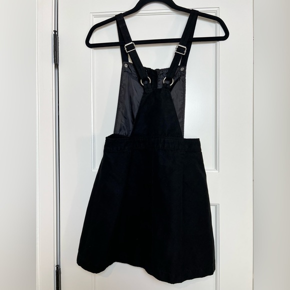 H&M Faux Suede Zip Up Jumper Pinafore Overall Mini Dress Black (4) - Picture 3 of 4